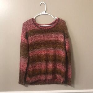 American Eagle Brown & Pink Stripe Knit Sweater